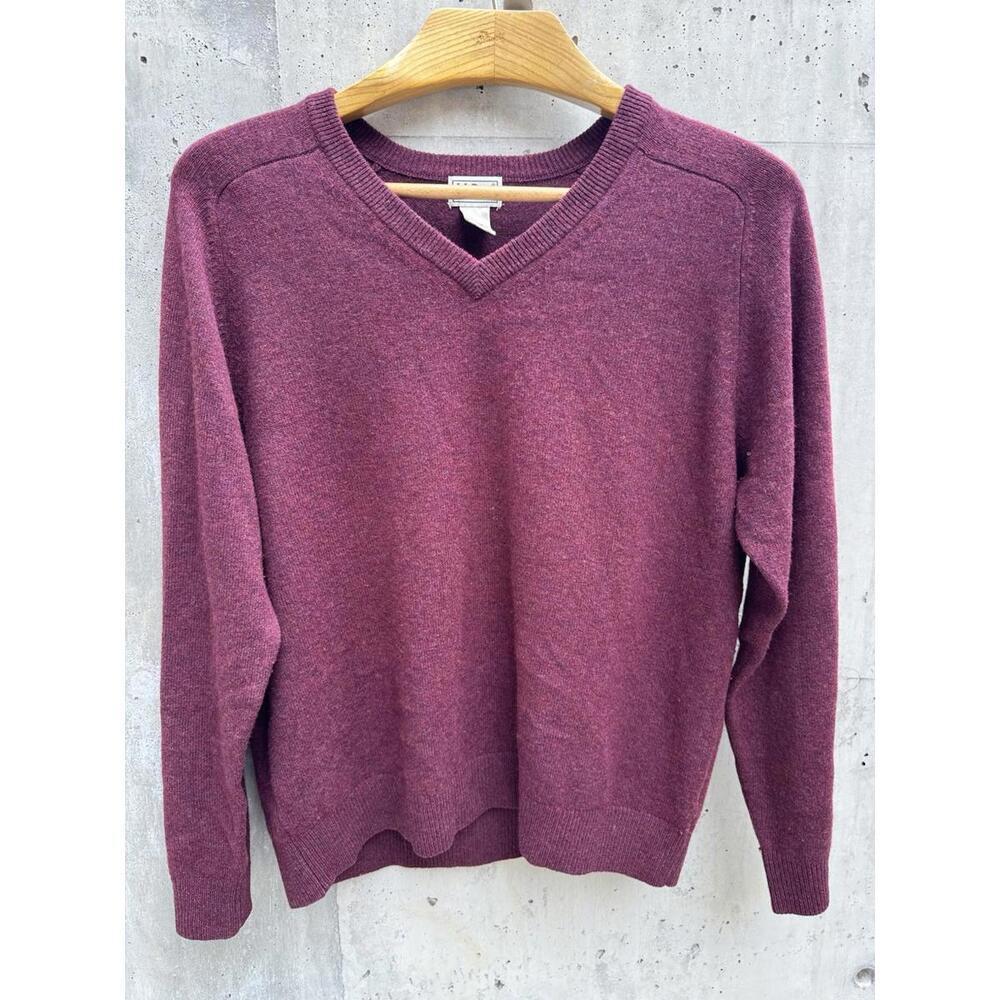 LL Bean Sweater Mens l Large Burgundy Red 100% Wool
